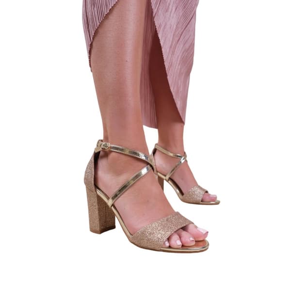 Where's That From Dam/Ladies Ruth Crossover Strap Extra Wide Sandaler med hög blockklack