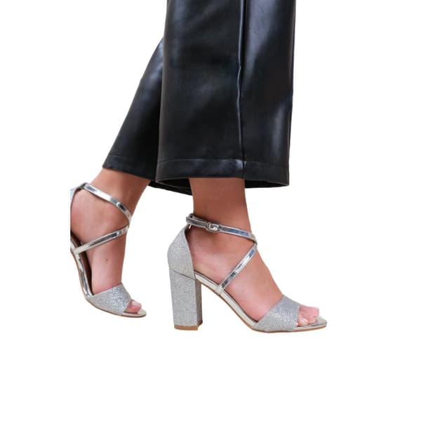 Where's That From Dam/Ladies Ruth Crossover Strap Extra Wide Sandaler med hög blockklack