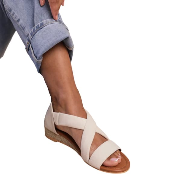 Where's That From Womens/Ladies Hummingbird Suede Crossover Strap Extra Wide Low Wedge Sandals