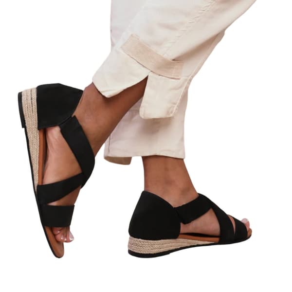 Where's That From Womens/Ladies Hummingbird Suede Crossover Strap Extra Wide Low Wedge Sandals