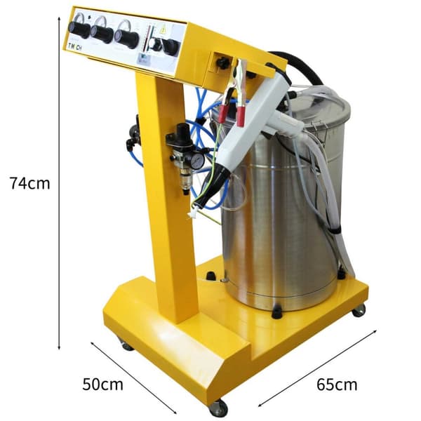 Elektrostatisk 45L Pulverlackeringmaskin, Härdningsugn & 220L Sandblästringsskåp Industriell Pulverlackering Abrasivt Sandblästring 4 Munstycken