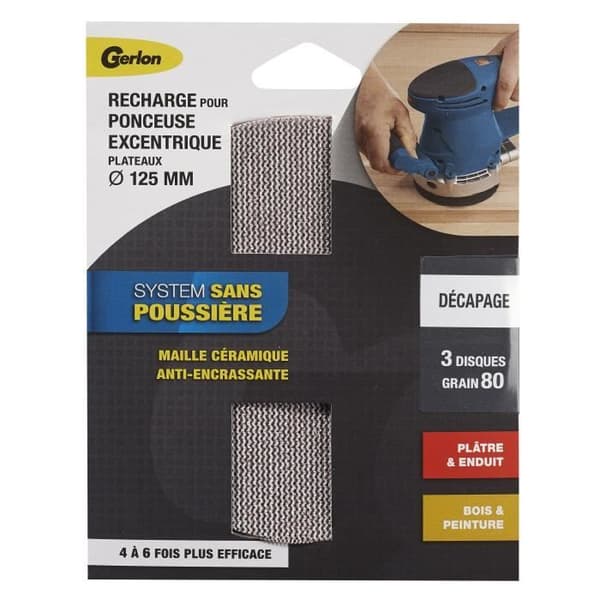 Påfyllning av slipmaskin - Gerlon - 125 mm - Keramiskt nät - 80 grain - Anti-tilltäppningsteknik