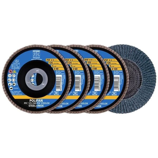 Disk för slipning med lameller - PFERD - SET PFC 125 - Diameter 125 mm - Håldiameter 22.23 mm - 4 diskar