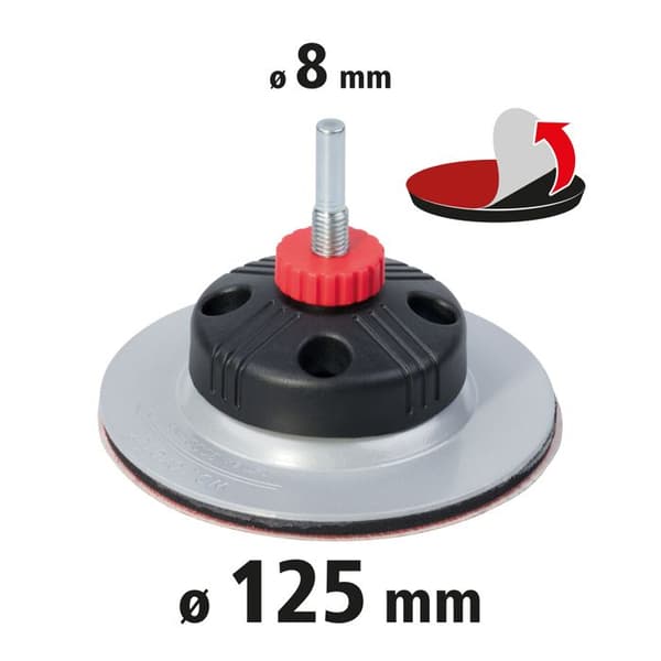 Fixoflex självgripande slipplatta Ø 125 mm, för borrmaskin, 2 funktioner: fast eller flexibelt huvud - wolfcraft 2211000