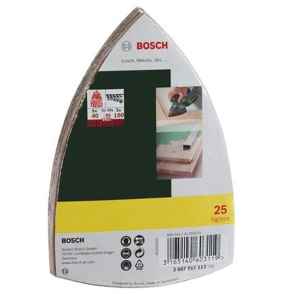 Sortiment av 25 Bosch slipskivor - För multislipmaskiner, korn 40/80/120/180