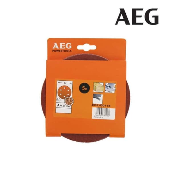 Kit med 5 slipmedel AEG korn 60 150mm 4932430455