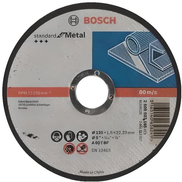 BOSCH skärskiva med platt nav Standard För Metall 125X1.6 MM - 2608603165