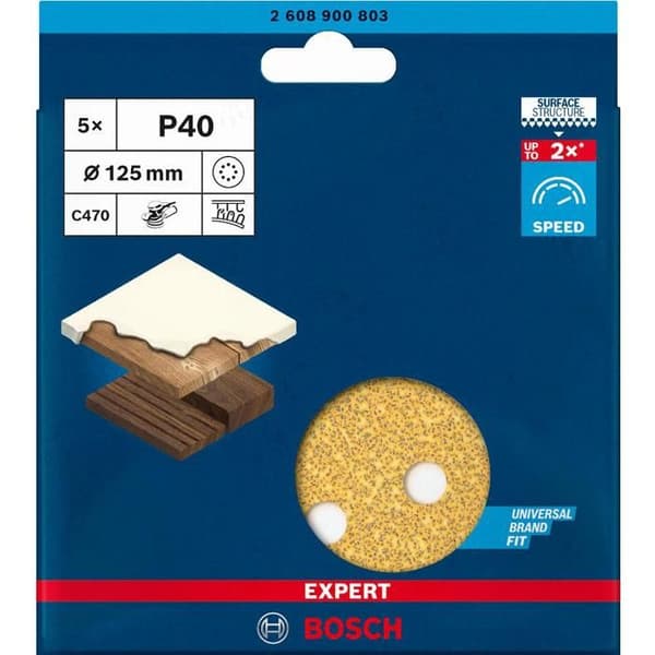 Slipmedel - BOSCH - C470 - Pack om 5 - Ø150mm - G40 - 8 Hål