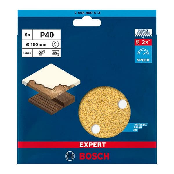 Slipmedel - BOSCH - C470 - Pack om 5 - Ø150mm - G40 - 8 Hål