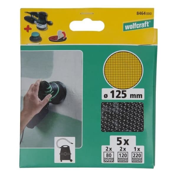 WOLFCRAFT 5 Assorted självgripande SiC mesh-skivor - Diameter: 125 mm