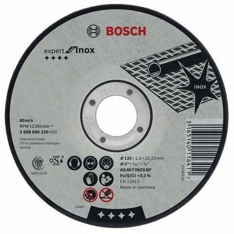 Disque EXPERT för kapning BOSCH med platt nav Special inox 125X1.6 MM - 2608600220