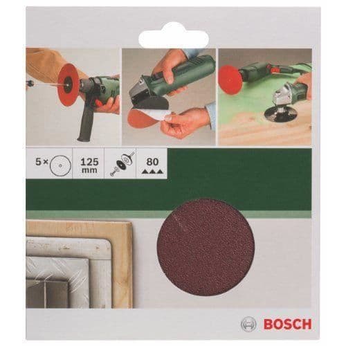 Slipande skivor - Bosch - 2609256B50 - Papper - Diameter 125 mm - Korn 80 - Förpackning med 5