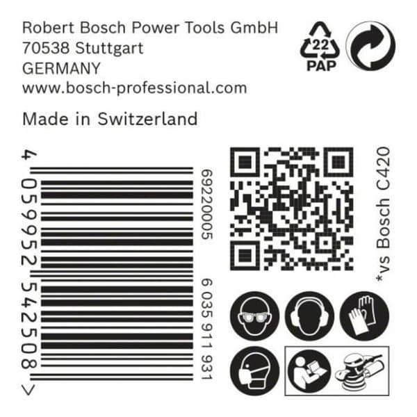 Slipande skiva - BOSCH EXPERT - C470 - 125 mm - G120 - Självhäftande