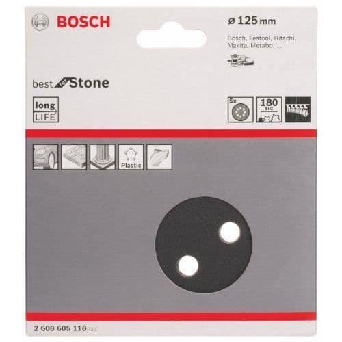 Slipstensskivor - BOSCH - F355 - Ø 125 mm - 5 stycken - Korn 180
