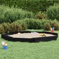 Miniatyrbilde 1 av 9: vidaXL Sandkasse med seter svart åttekantet heltre furu