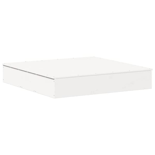 vidaXL Sandlåda med Lock vit 111x111x19,5 cm massiv furu