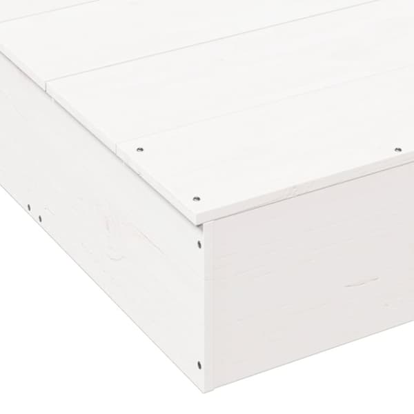 vidaXL Sandlåda med Lock vit 111x111x19,5 cm massiv furu