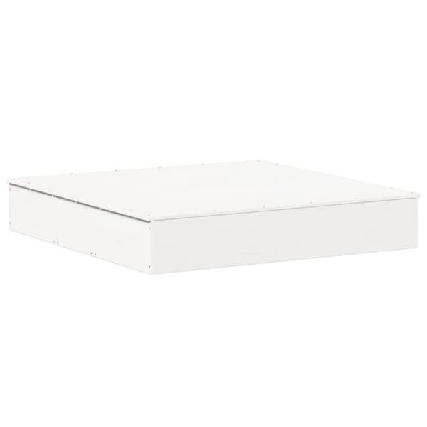 vidaXL Sandlåda med Lock vit 111x111x19,5 cm massiv furu