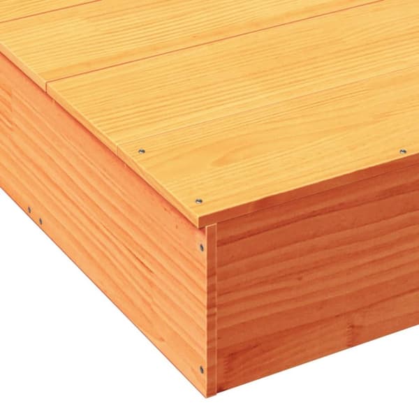 vidaXL Sandlåda med Lock vaxbrun 111x111x19,5 cm massiv furu