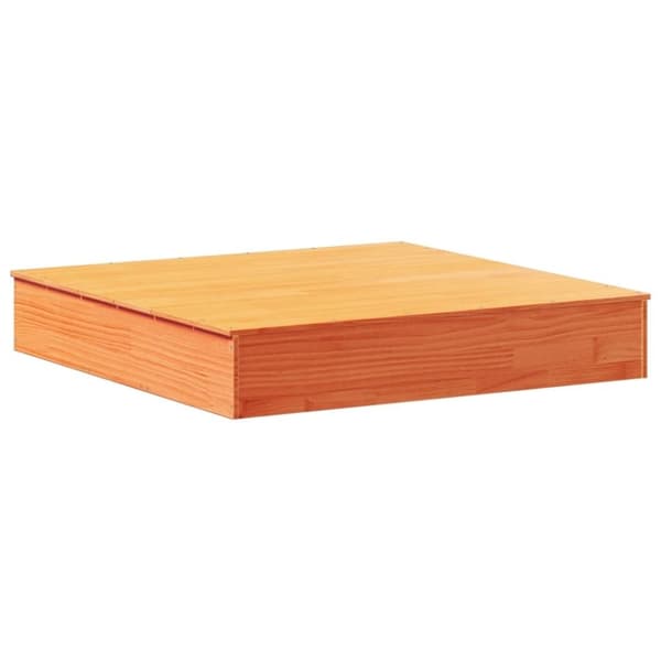 vidaXL Sandlåda med Lock vaxbrun 111x111x19,5 cm massiv furu