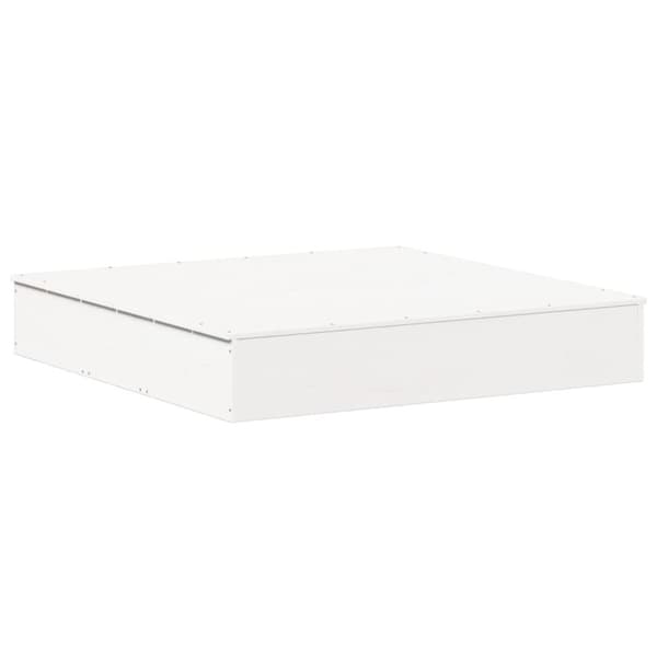 sandkasse med låg 111x111x19,5 cm massivt fyrretræ hvid