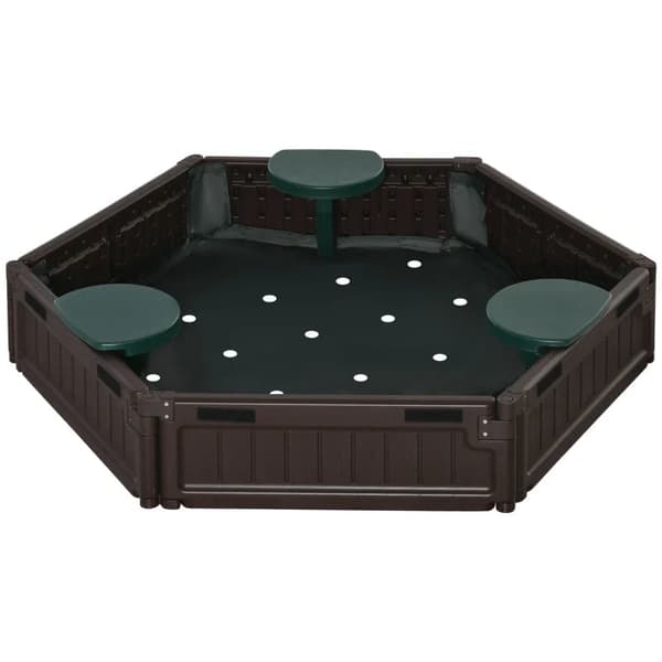 Rootz barnsandlåda - modulär design med lock - presenning - 4 säten - Oxford polyestertyg - brun - Φ120 x 21 cm