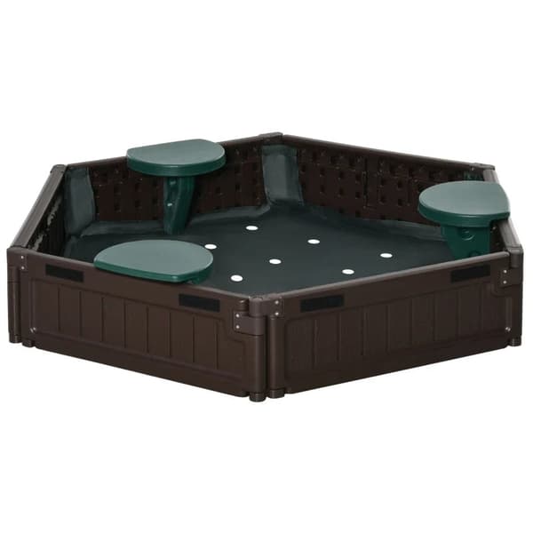 Rootz lasten hiekkalaatikko - Modulaarinen muotoilu kannella - Suojapeite - 4 istuinta - Oxfordin polyesterikangas - Ruskea - Φ120 x 21 cm