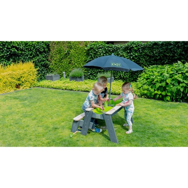 EXIT Aksent sand-, vand- og picnicbord (1 bænk) med parasol og haveredskaber