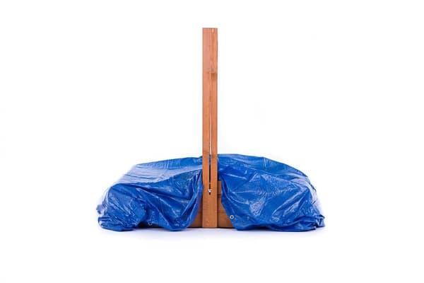 120x120 cm Röd Träsandlåda med Justerbart Tak & Bänkar för Skolor & Förskolor