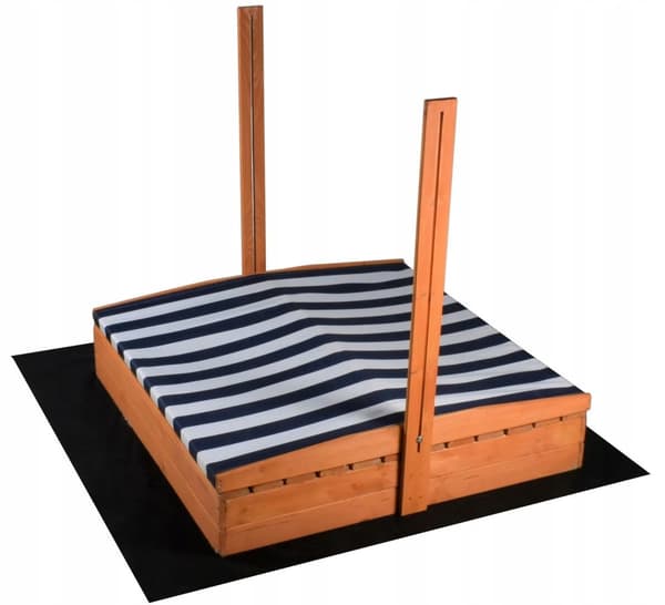 Premium Multifunktionell Träsandlåda med Justerbar Markis & Sittplatser, 120x120x120cm