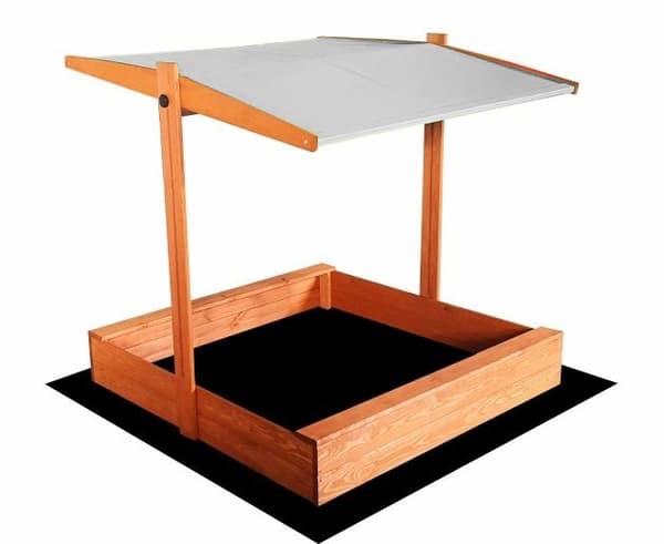 120x120 cm Impregnerad Träsandlåda med Justerbar Grå Skärm - Säker & Stilfull Utomhuslek