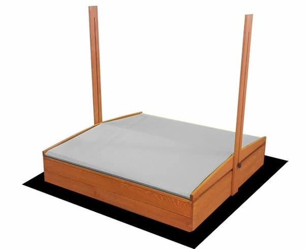 120x120 cm Impregnerad Träsandlåda med Justerbar Grå Skärm - Säker & Stilfull Utomhuslek