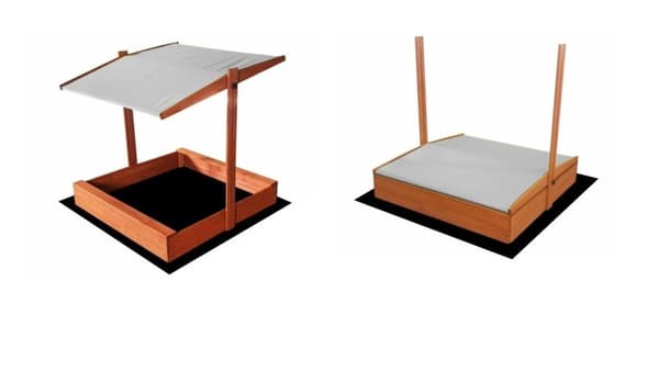120x120 cm Impregnerad Träsandlåda med Justerbar Grå Skärm - Säker & Stilfull Utomhuslek
