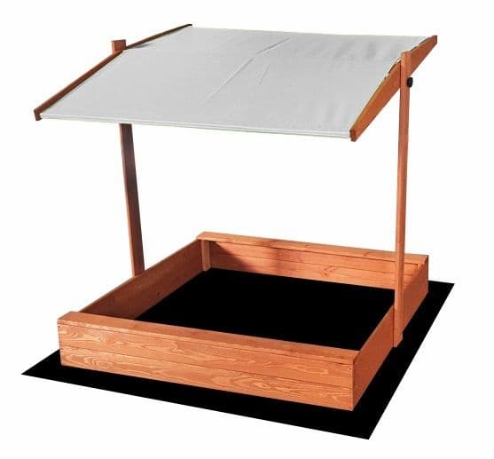 120x120 cm Impregnerad Träsandlåda med Justerbar Grå Skärm - Säker & Stilfull Utomhuslek