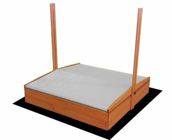 Holdbar Grå Baldakin Træ Sandkasse 120x120 cm - Bæredygtig Legeplads til Børn