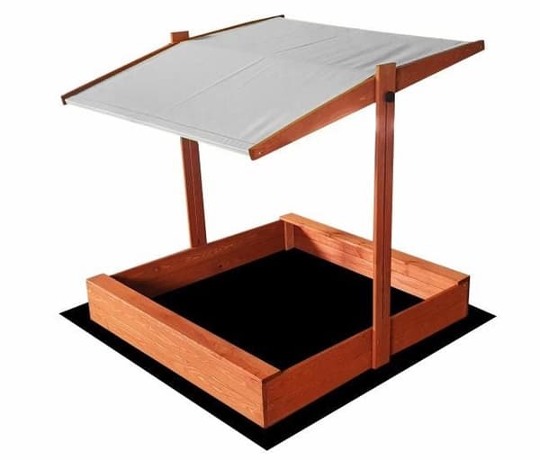 Holdbar Grå Baldakin Træ Sandkasse 120x120 cm - Bæredygtig Legeplads til Børn
