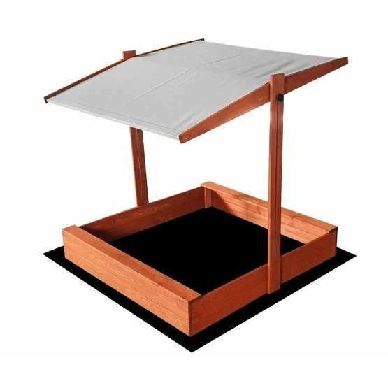 Sandkasse - Med Låg Og Tag - Træ - 120X120 Cm - Grå