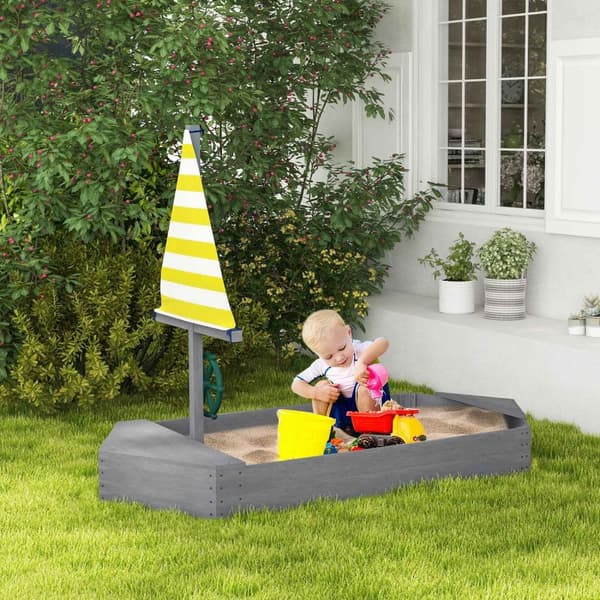 Rootz Lasten ulkona hiekkapit - Sandbox - Play Station - Purjeveneet - Parantaa luovuutta - 190L x 90W x 138H CM