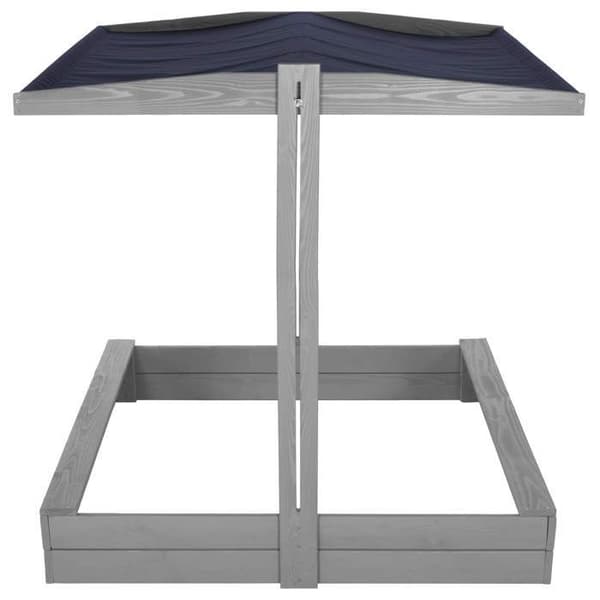 Trä sandlåda med tak - Springos® - 120 x 120 cm - Vattenbaserad impregnering - Grå - Integrerade bänkar