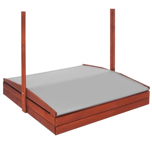 Sandlåda - Springos - 140 x 140 cm - Massivt trä - Justerbart tak - UV-skydd
