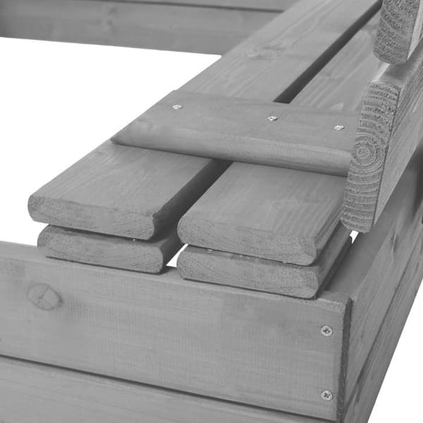 Sandlåda - SPRINGOS® - 100 x 100 cm - Nötliga träslag - Färg grå - Med integrerade bänkar