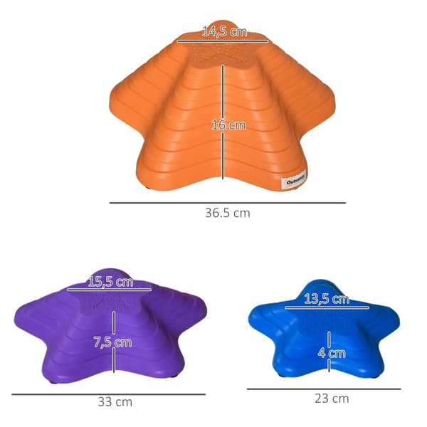 Balanceringssten til børn, 23x23x4 cm, 33x33x7.5 cm, 36.5x36.5x16 cm, Flere farver