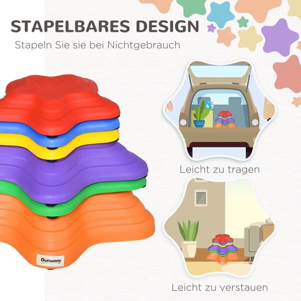 Balanceringssten til børn, 23x23x4 cm, 33x33x7.5 cm, 36.5x36.5x16 cm, Flere farver