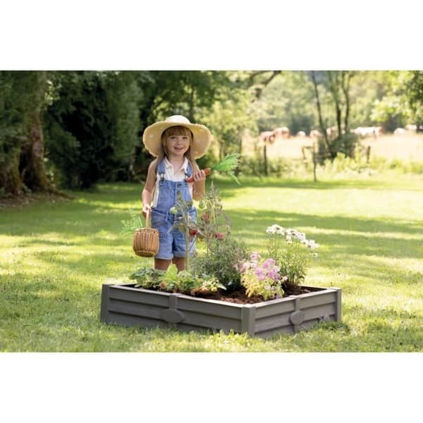 SMOBY Square Garden 2 i 1: sandlåda och grönsaksland - 76x76cm - Bottenmatta medföljer