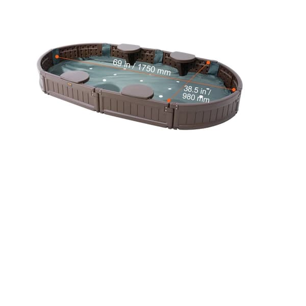 Børnesandkasse med låg, komfortable hjørnesæder, nem montering,Oval