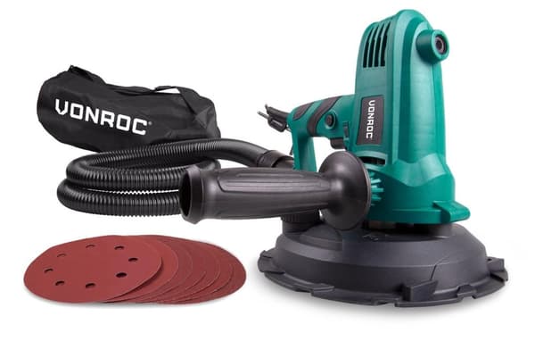 VONROC Excentersliber - 750W | 180mm | Til gipsvægge - gulve | Inkl. Tilbehør og sandpapir 8 stk.
