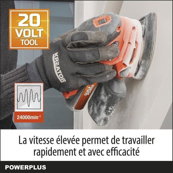Multi -Wireless Sander 20V + 1X Abrasive 80g - Dual Power POWDP50200 - Levereras utan batteri eller laddare