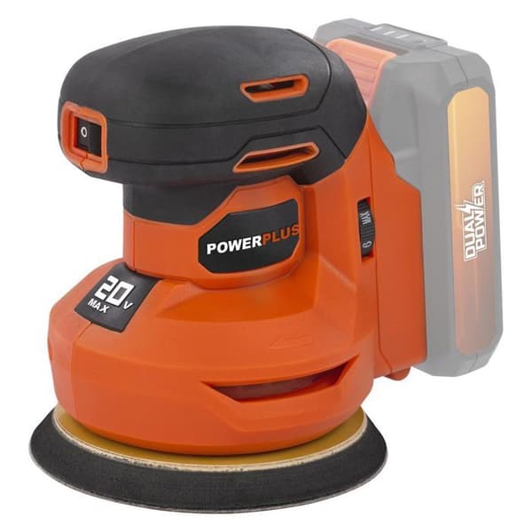 Trådlös excentrisk slipmaskin 20V Ø125 + 1x Abrasive G80 - Dual Power POWDP50400 - Levereras utan batteri eller laddare