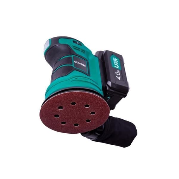 20V sladdlös orbitalslipmaskin - Ø125mm - 12 slipskivor, dammuppsamlingspåse - 1 4,0 Ah batteri och laddare