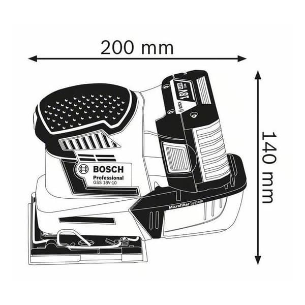 Vibrerande slipmaskin - BOSCH - GSS18 V-10 - Utan batteri, utan laddare - tillbehör - L-Boxx - 06019D0202